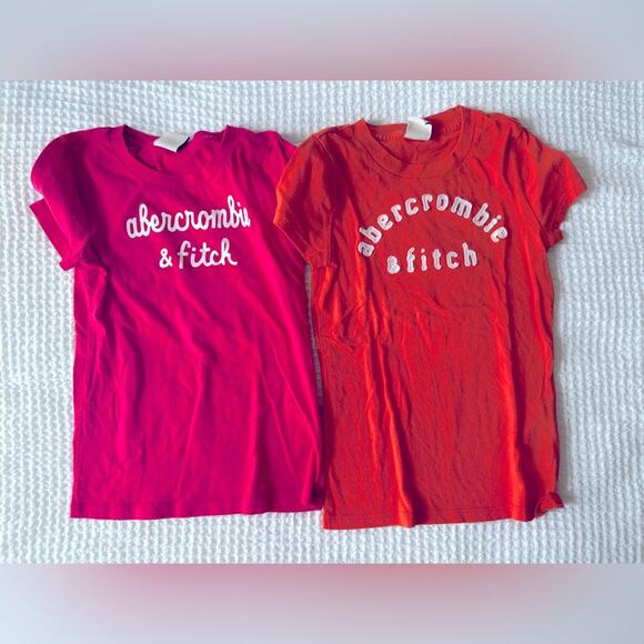 Abercrombie & Fitch Red and Orange Short Sleeve Tees Girls Size Medium - Picture 1 of 2